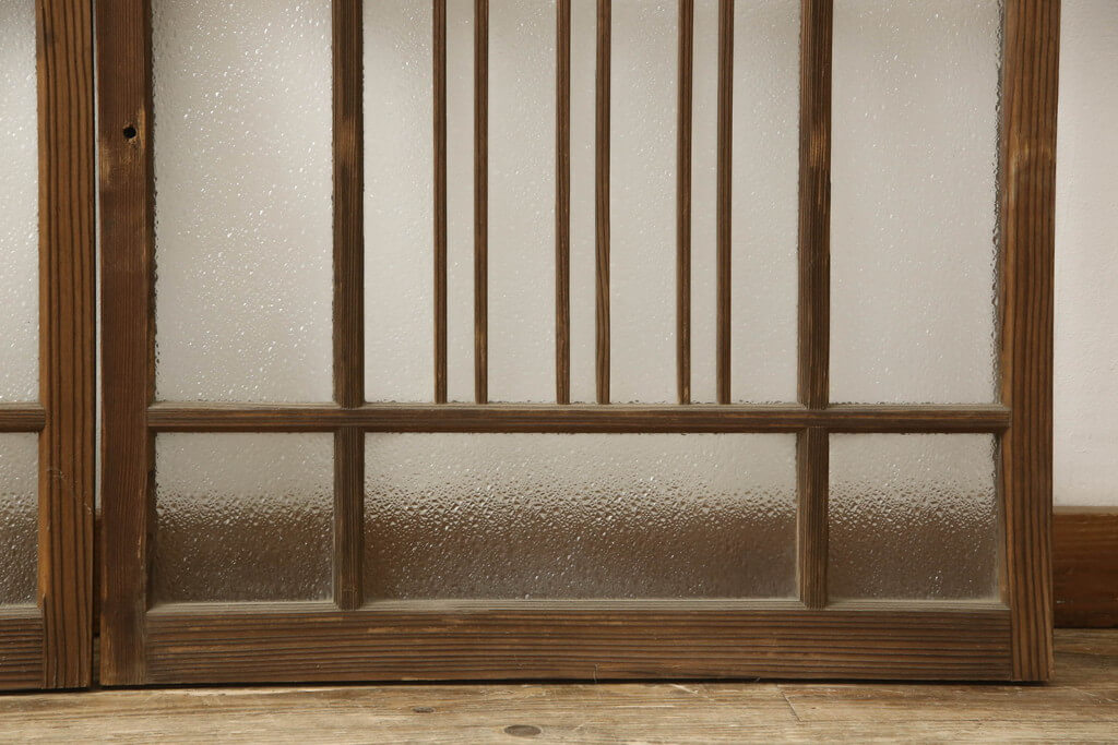 アンティーク ガラス 窓 2枚 昭和 レトロ 建具 アンティーク ガラス 窓