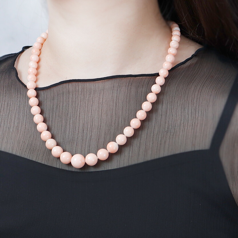 楽天市場】≪1年保証付き≫ 本ボケ珊瑚7.5〜13.5ミリ玉55センチK18