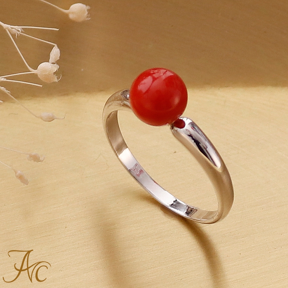 珊瑚（サンゴ）ローズリングシルバー