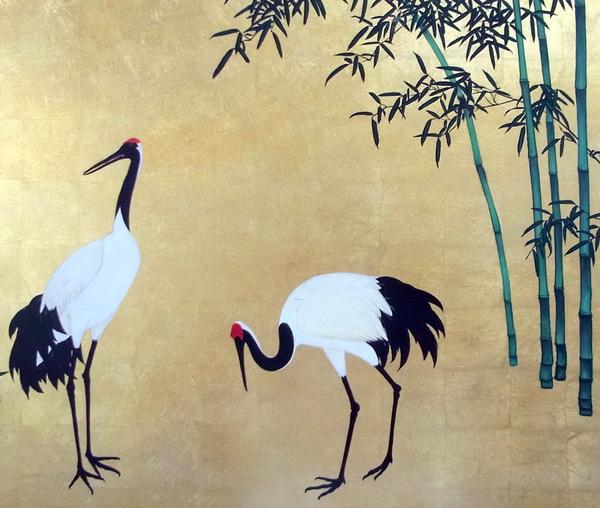 楽天市場】漆絵 円山応挙の名作_竹鶴若松図 nh39 : 絵画制作専門