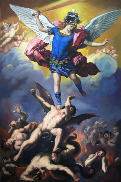 楽天市場】油絵 ルカ・ジョルダーノの名作_天使マイケルによる悪の征伐