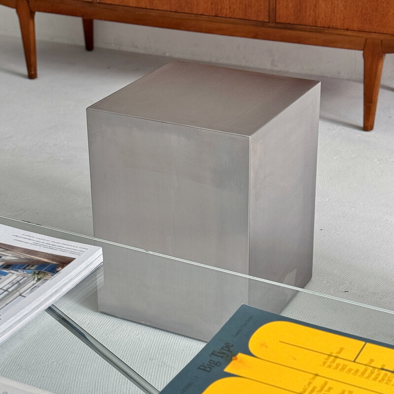 ステンレス スクエア サイドテーブル 本物 スツール モダン シンプル