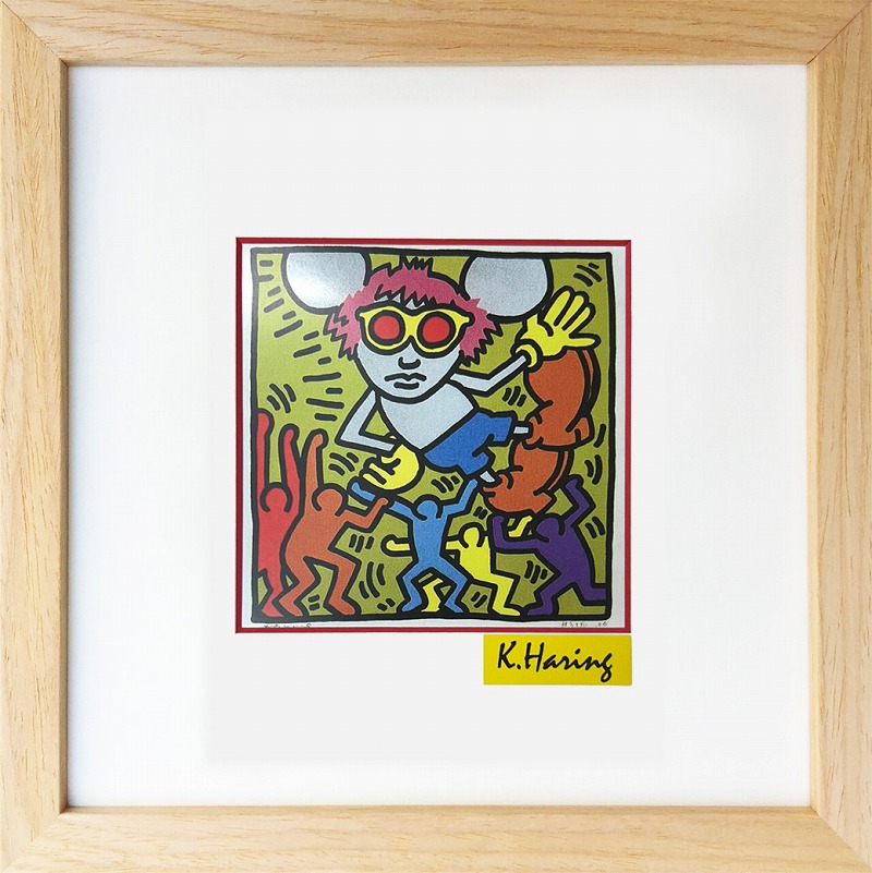 キース・へリング『DJ』】肉筆油彩キャンバスF3額装