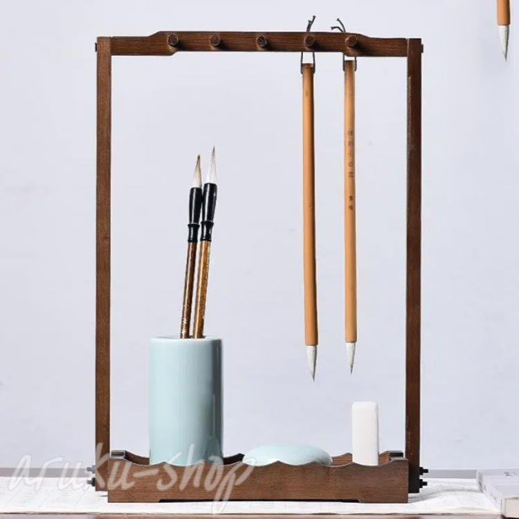 楽天市場】木製 筆吊り 書道用具 書道小物 10本吊り 道具 スタンド