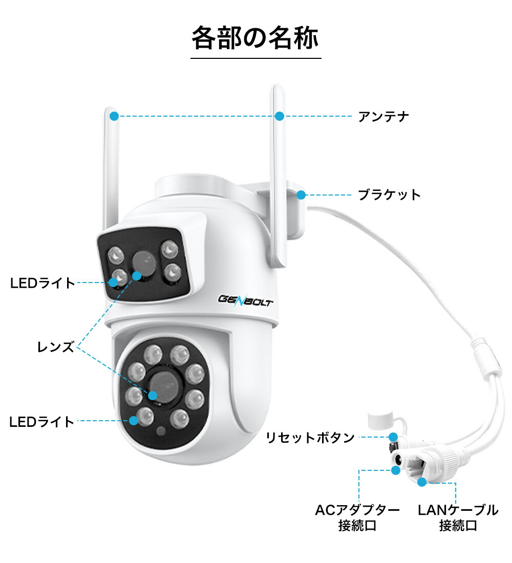 楽天市場】【2台セット】防犯カメラ セット 2眼レンズ 死角なし 屋外
