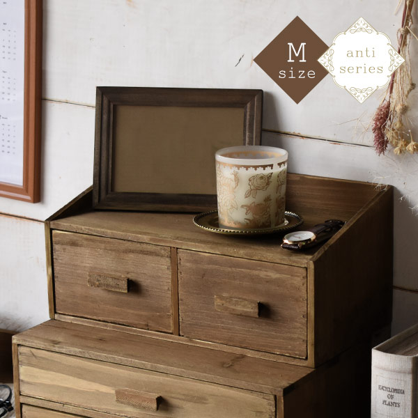 楽天市場】天然木 アンティーク調 二列上部ラック(M) 卓上チェスト