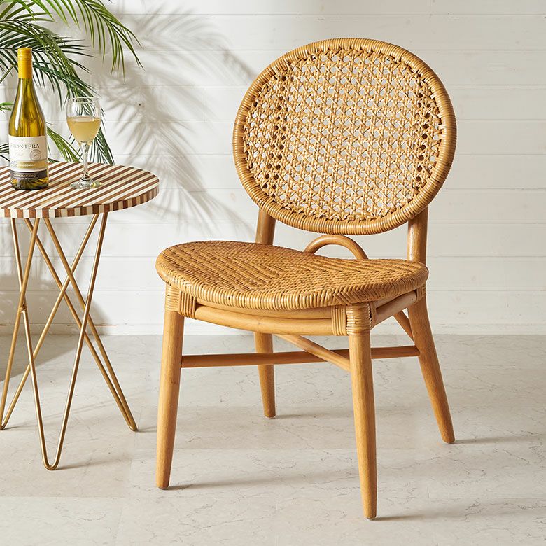 ラタンチェア チェア 椅子 イス ラタン オレンジ 籐編みチェア 肘無し