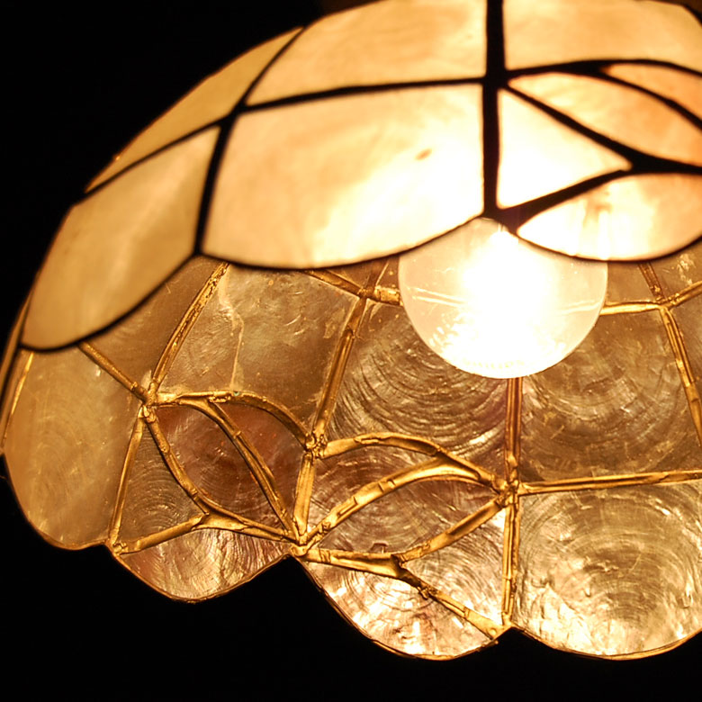 楽天市場】カピスシェルのペンダントライト アジアン ランプシェード