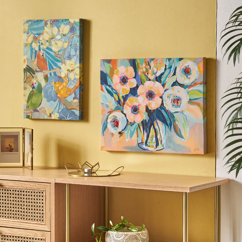 キャンバス油絵 専用 ダンシングフラワー 渋華やかおしゃれアート