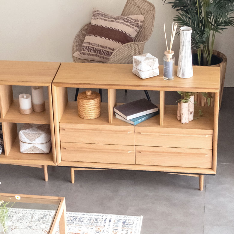 楽天市場】チェスト 木製 引き出し 4杯 オープンタイプ W 100 × D 34