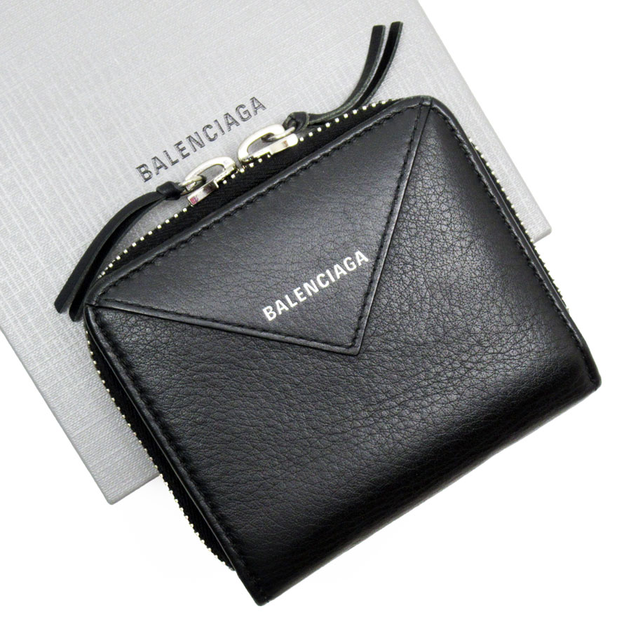 BALENCIAGA ストア ブラックレザー 財布