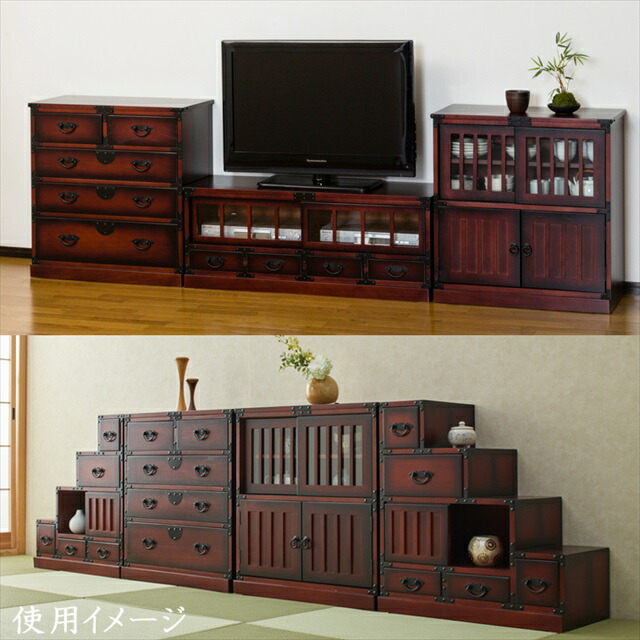 楽天市場】民芸調 家具 引出箪笥 ( 昔 古 和風 洋風 木製 天然木 桐