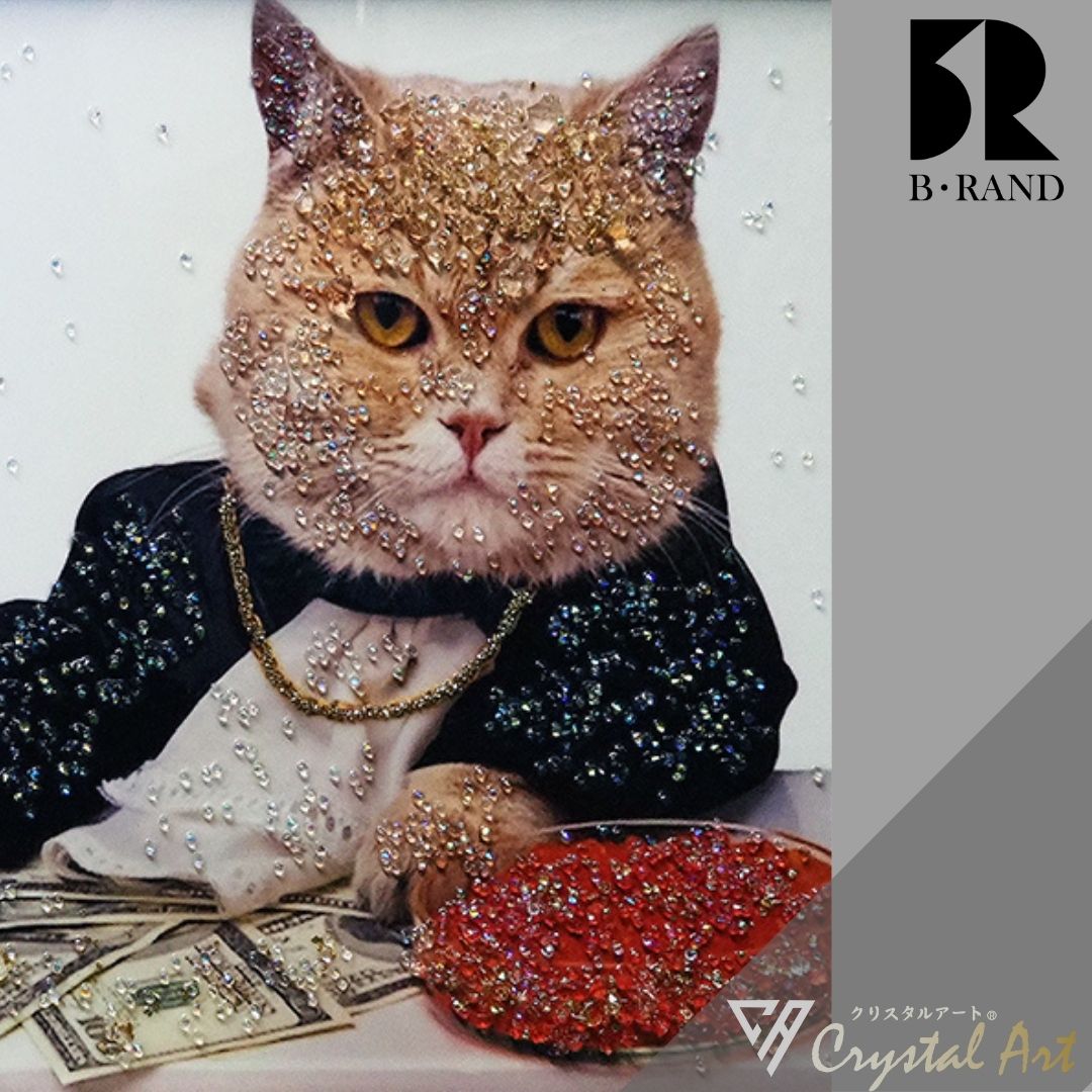クリスタルアート キャットグラス クリアランス ピクチャー アート