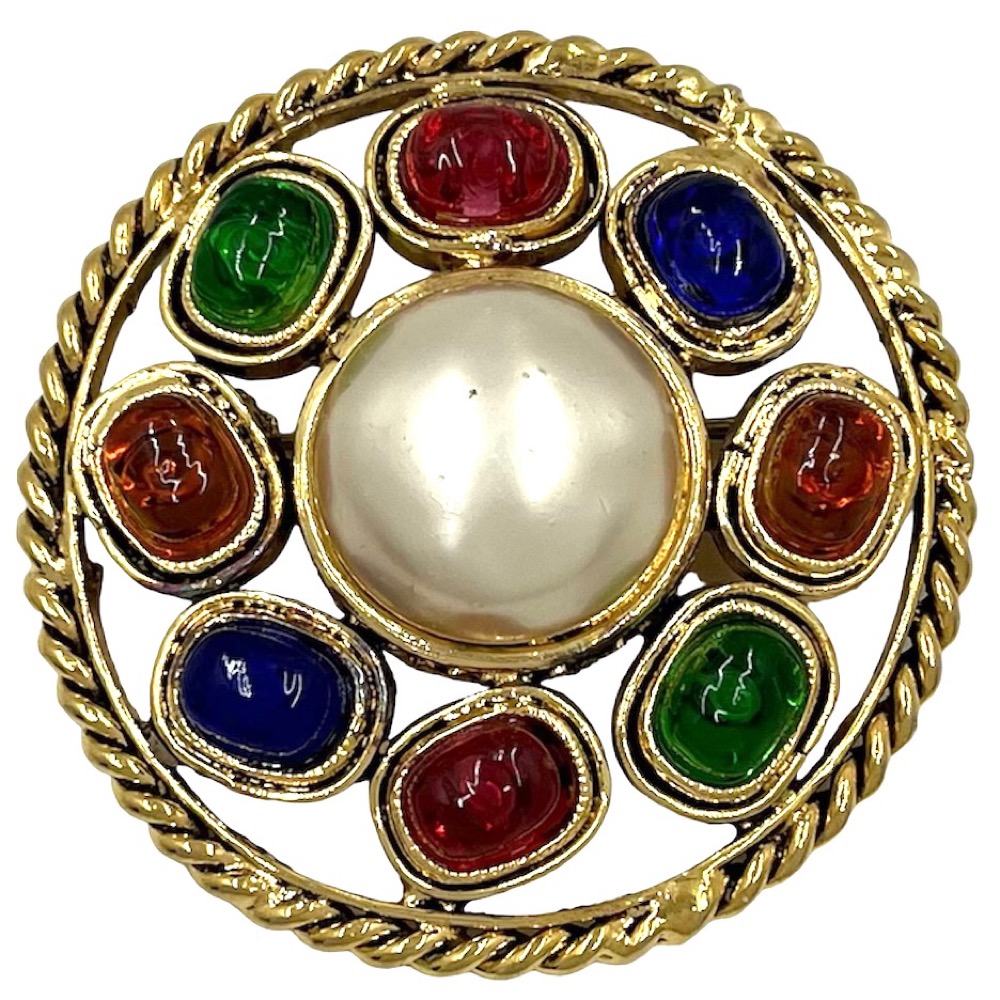 CHANELシャネルブローチグリポアカラーストーンヴィンテージ品