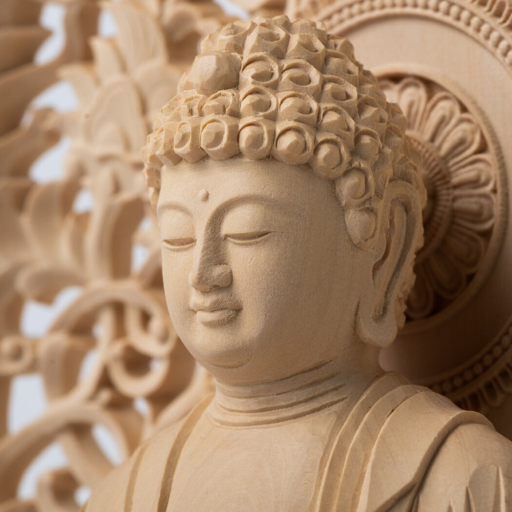 台座+光背 坐像用#545 背切 六角 宝相華唐草 透し彫 木彫 仏像付属品