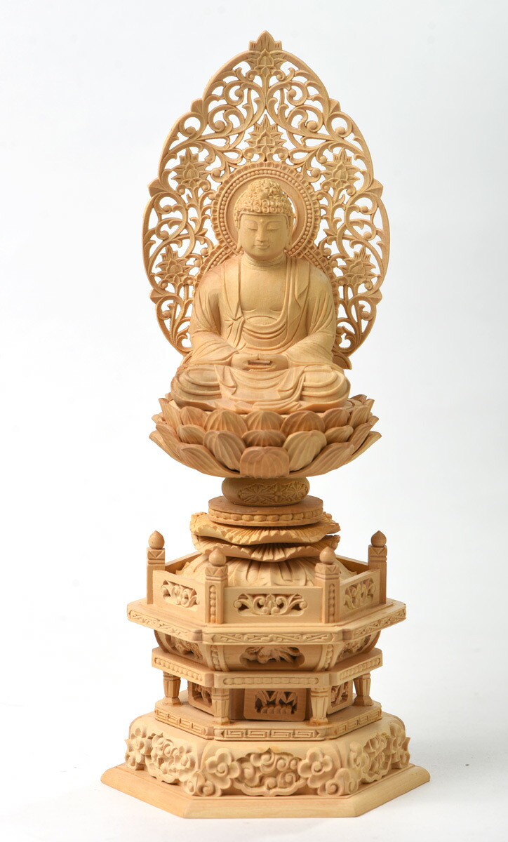 楽天市場】仏像 御本尊 総 柘植 （つげ）材 六角台座 2.0号 釈迦如来