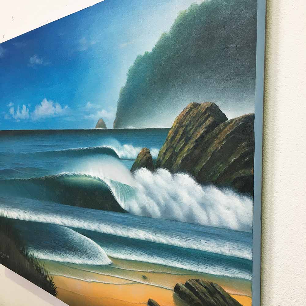 楽天市場】バリ 絵画 波の絵 ビーチ 海岸 Goes Windy 80×60cm 青い 海