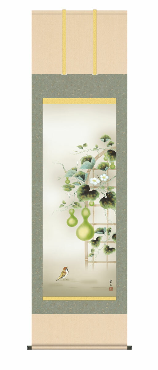 楽天市場】掛軸 掛け軸 夏掛け 花鳥画 「六瓢」 唐沢碧山 送料無料 尺