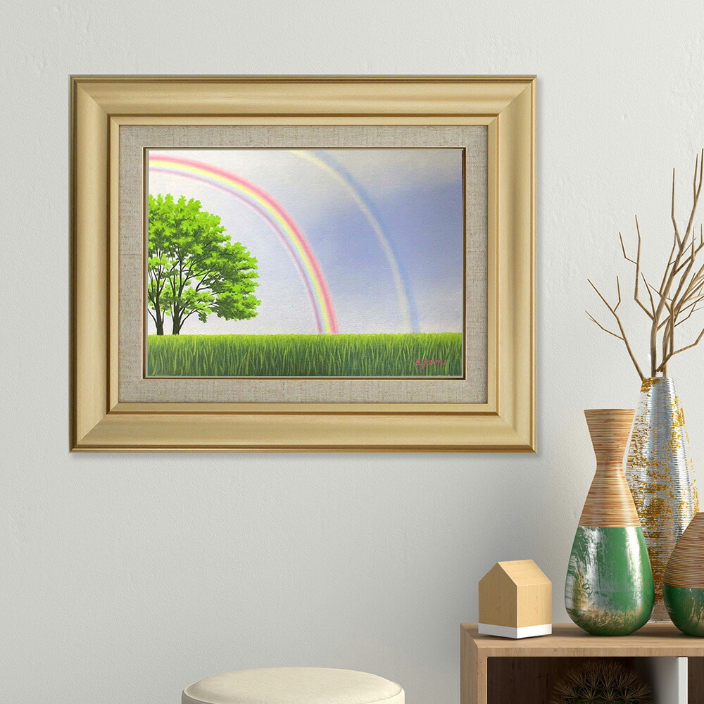 楽天市場】絵画 油絵 額入り油彩 手描き F6サイズ 白鳥あゆみ 虹のある