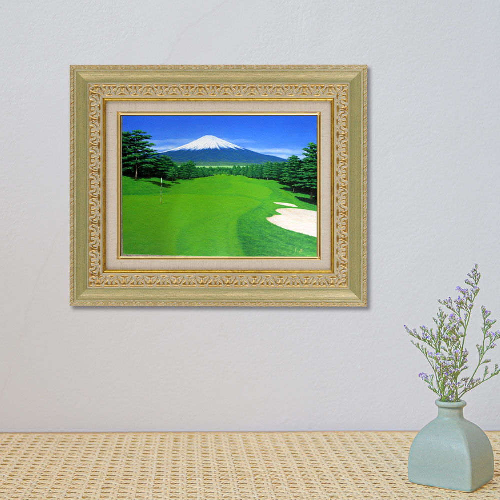 楽天市場】手描き 油絵 絵画 額入り油彩 富士の見えるゴルフ場 F4