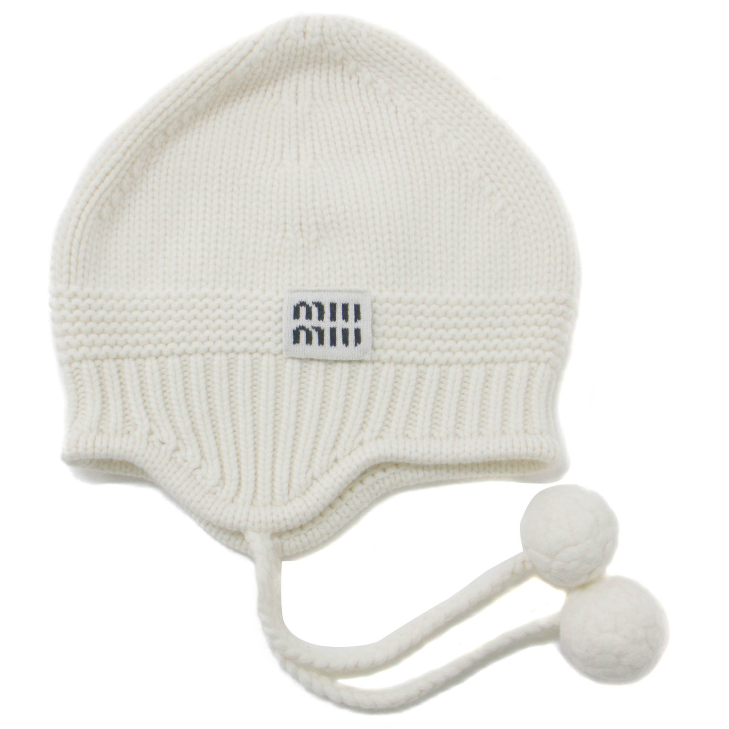 Miu Miu アルパカウール ニット帽 ホワイト Miu Miu アルパカウール