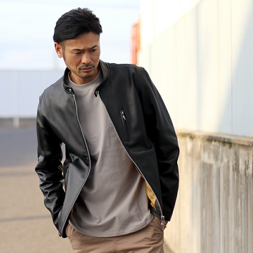 SHIPS ラムレザー シングル ライダース 節約 ジャケット SHIPS