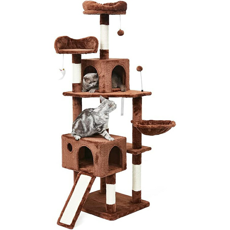 AIFY キャットタワー 据え置き スリム 大型 中型 ハンモック