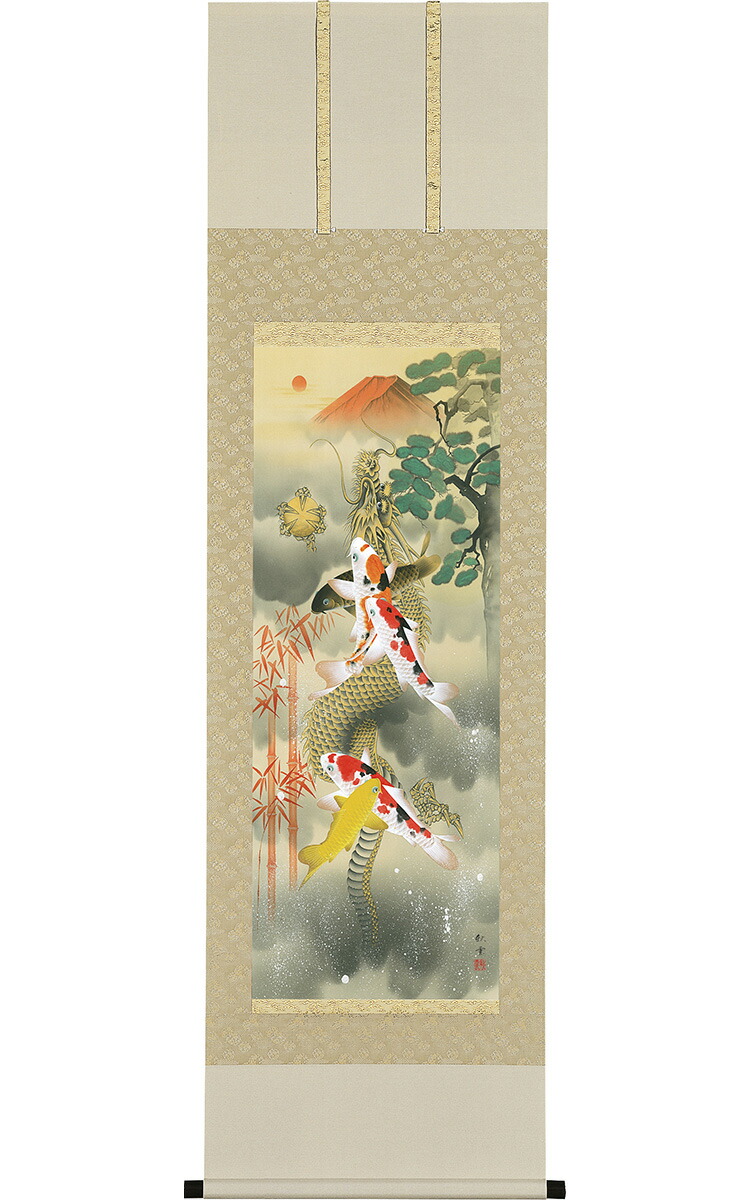 真作】掛軸 高橋栖峰 富士と鷹の図 格調高い日本画 吉祥