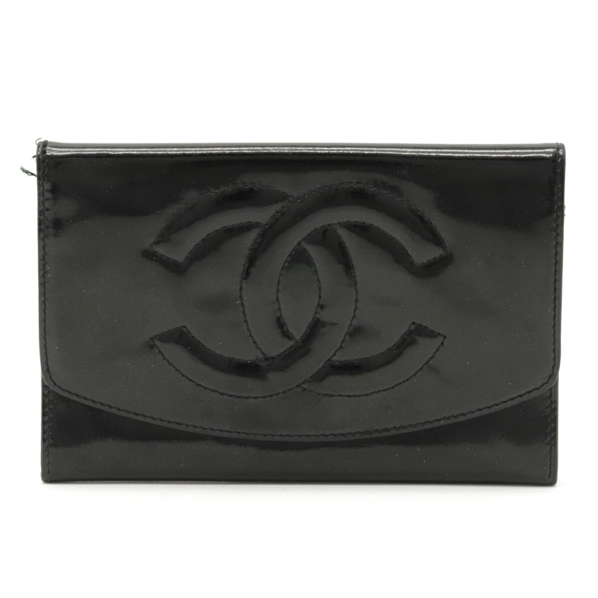 シャネル CHANEL 財布 二つ折り黒 ブラック アイコンライン ココマーク