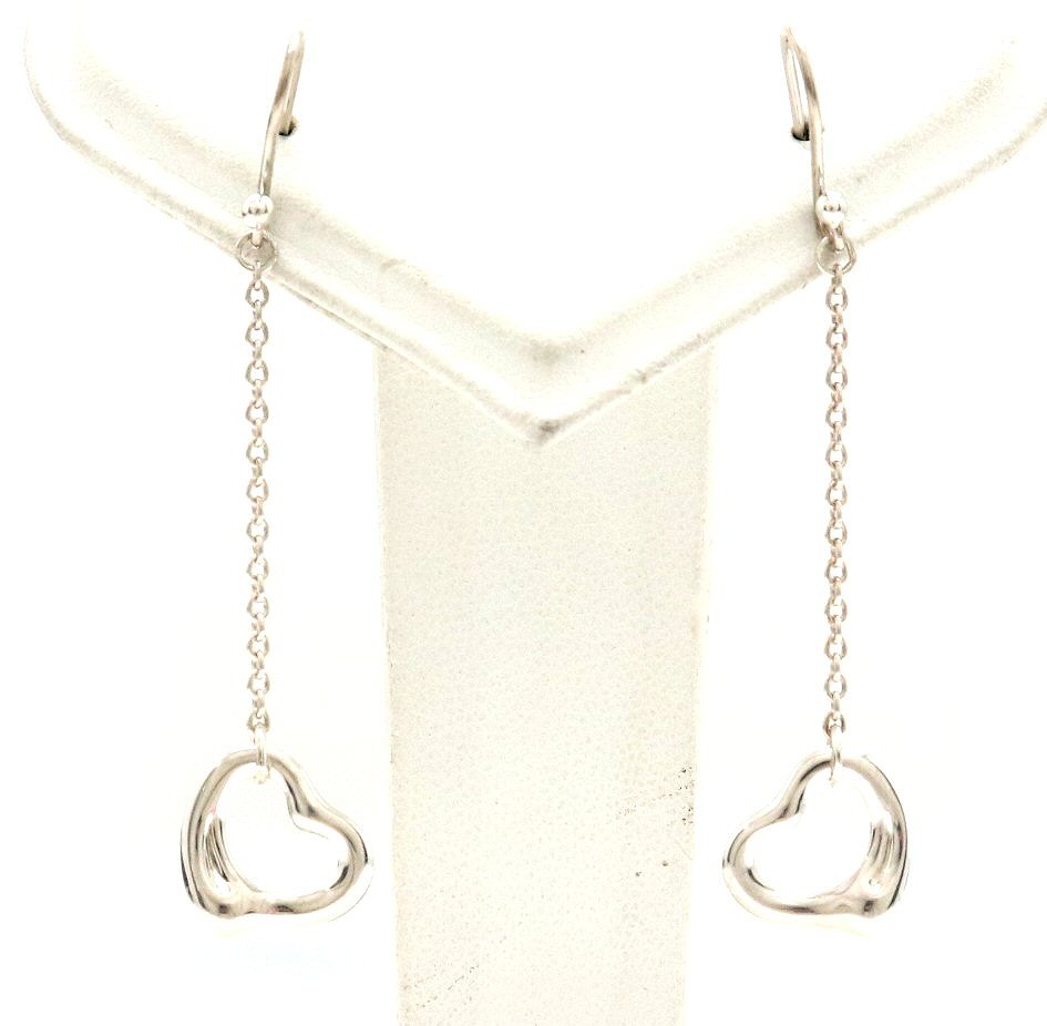 ティファニーシルバー オープンハート型 チェーンピアス