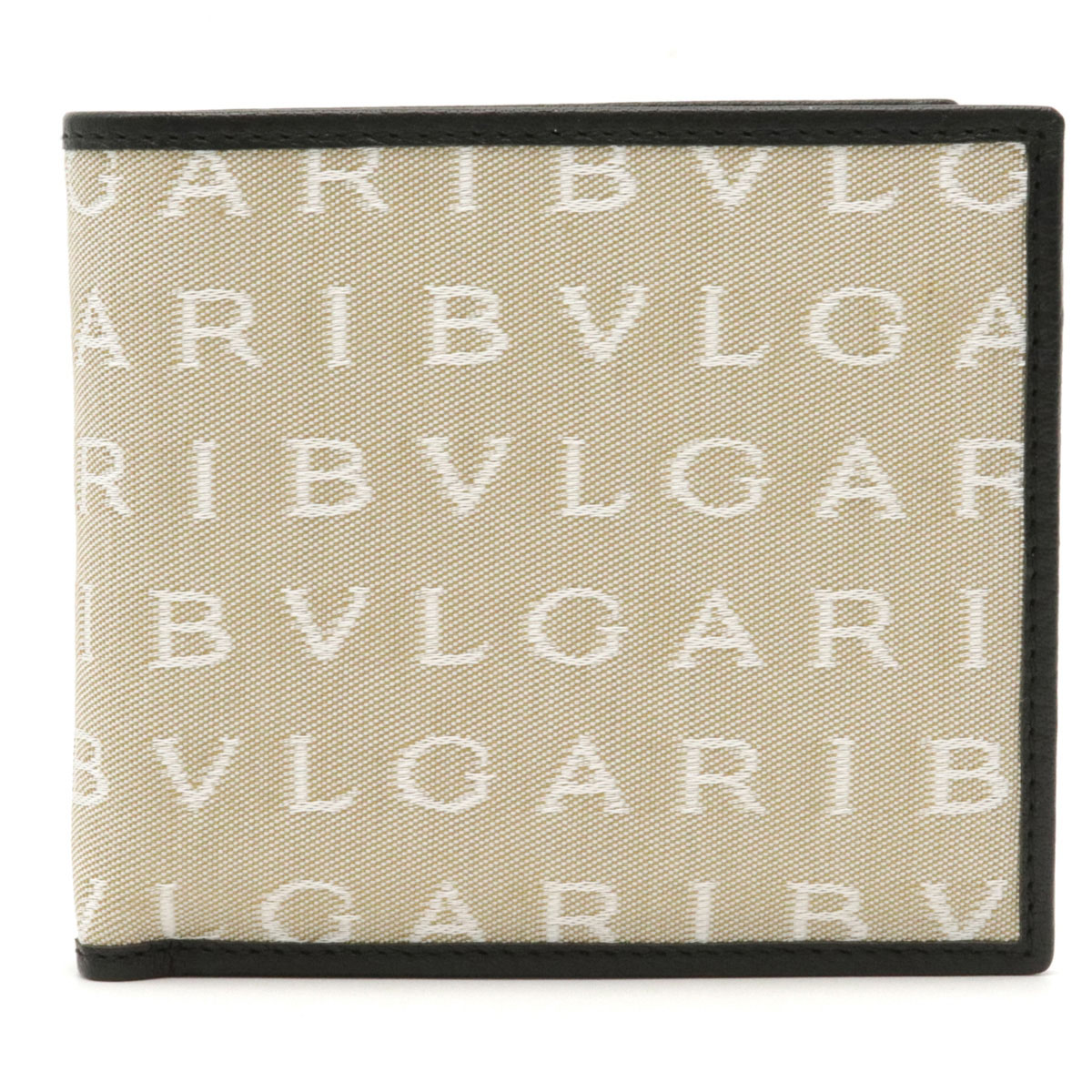 二つ折り財布 ロゴマニア Wホック デニム生地 レザー 青 ブルー（2024