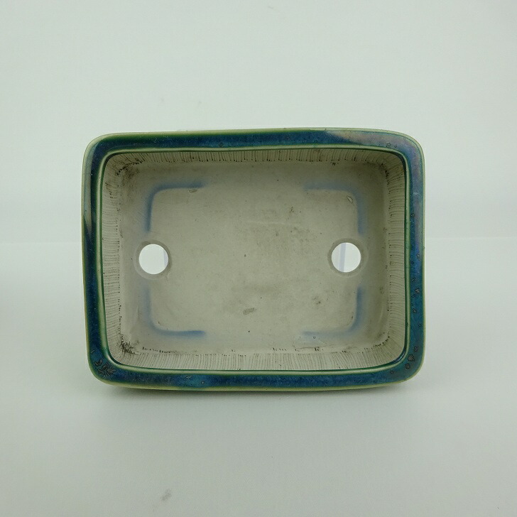 楽天市場】【中古】 盆栽鉢 青香 小型 長辺 約 11.8cm 長方鉢 釉薬