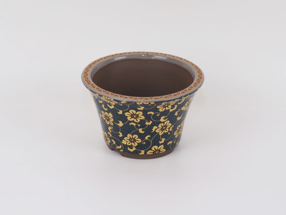 楽天市場】盆栽鉢 九谷焼 青粒鉄仙 4号 幅12.5cm×高さ7.8cm 陶器鉢