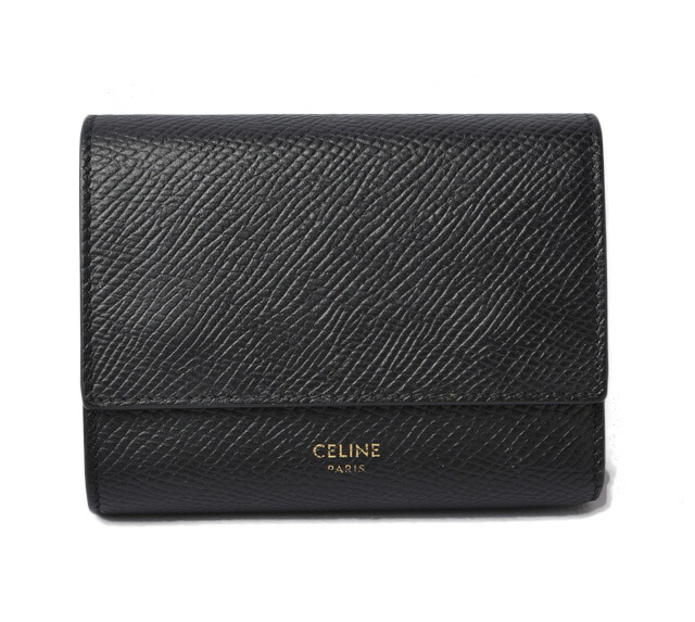 CELINE ブラック お買い得品 三つ折り財布 箱付き celine ブラック