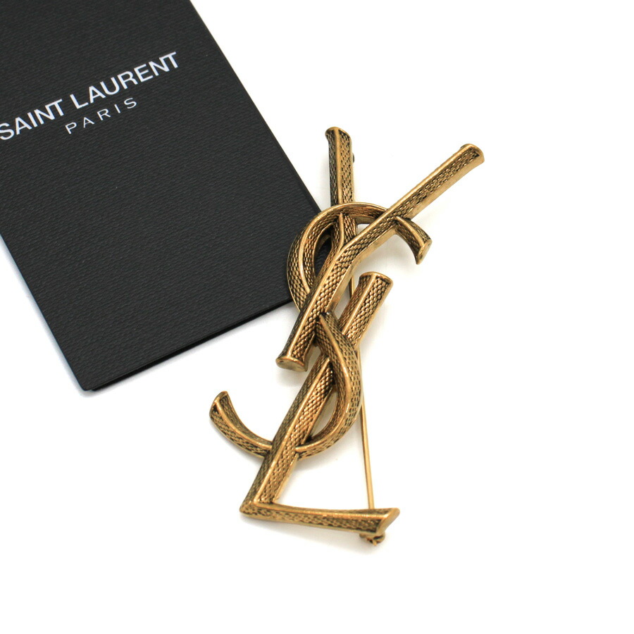 イヴサンローラン ブローチ カサンドラロゴ YSL 刻印 シルバー 付属品