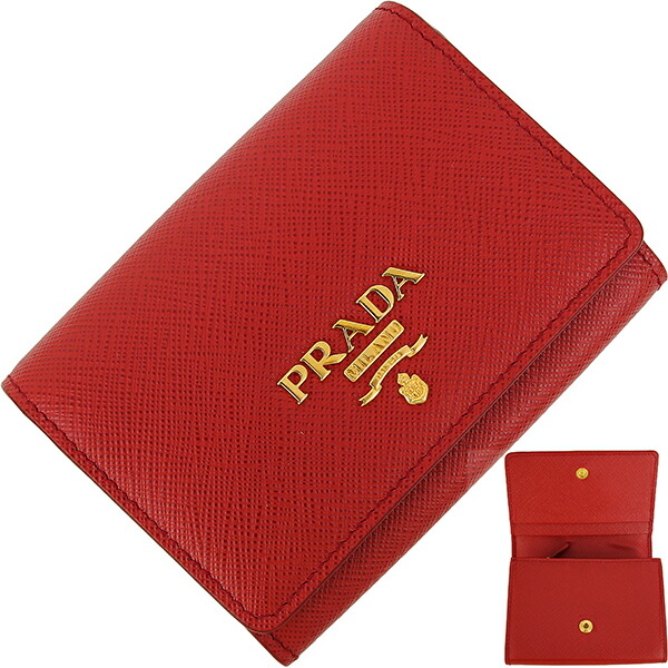 プラダ PRADA コンパクトウォレット 二つ折り財布 レッド 赤 PRADA