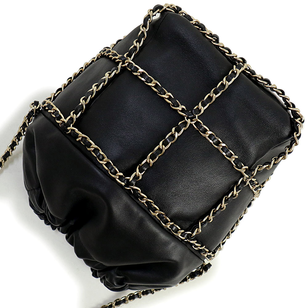 数量限定❤CHANEL❤ブラックラメ巾着ショルダーバッグゴールドチェーン