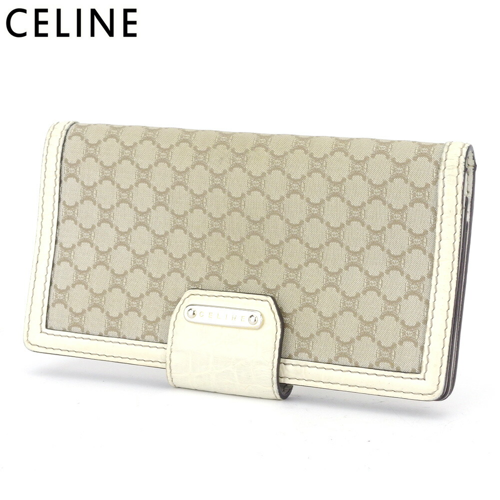 CELINE セリーヌマカダム 三つ折り財布 ホワイト/ベージュ 卸売 CELINE