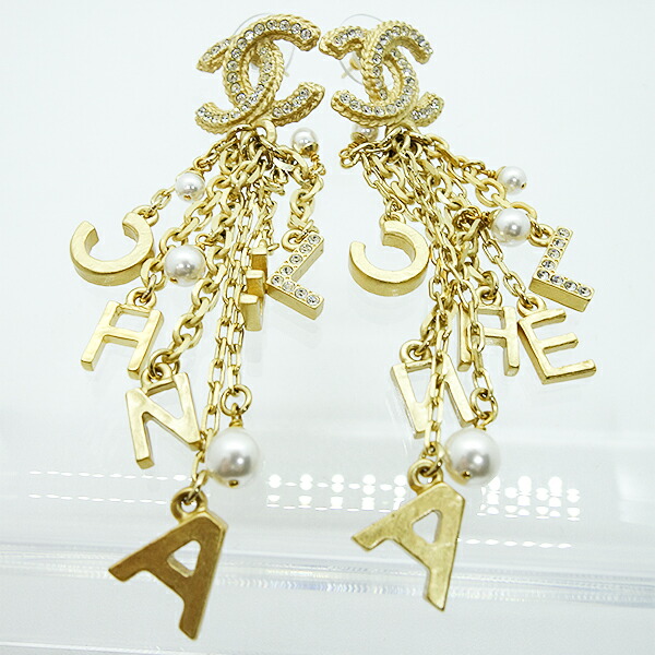 楽天市場】【中古】未使用 CHANEL シャネル ピアス ゴールド フリンジ