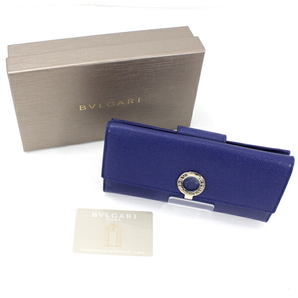 ブルガリ 折り財布 ダブルリング がま口 レザー ターコイズ ドッピオ