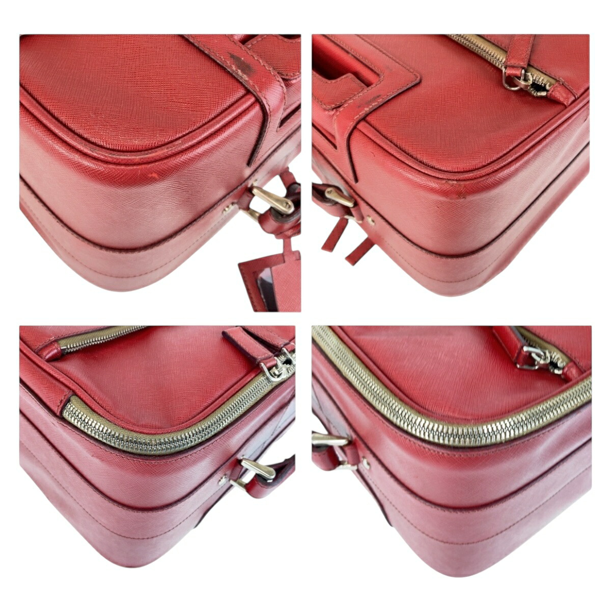 楽天市場】PRADA プラダ サフィアーノ 三角ロゴプレート レッド