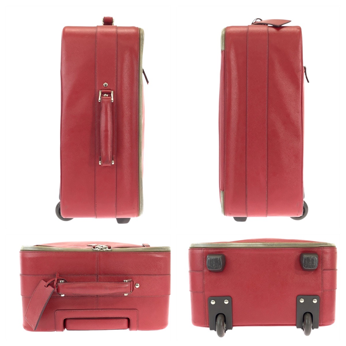 楽天市場】PRADA プラダ サフィアーノ 三角ロゴプレート レッド