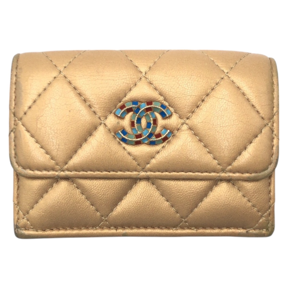 楽天市場】CHANEL シャネル マトラッセ ココマーク ゴールド レザー 三