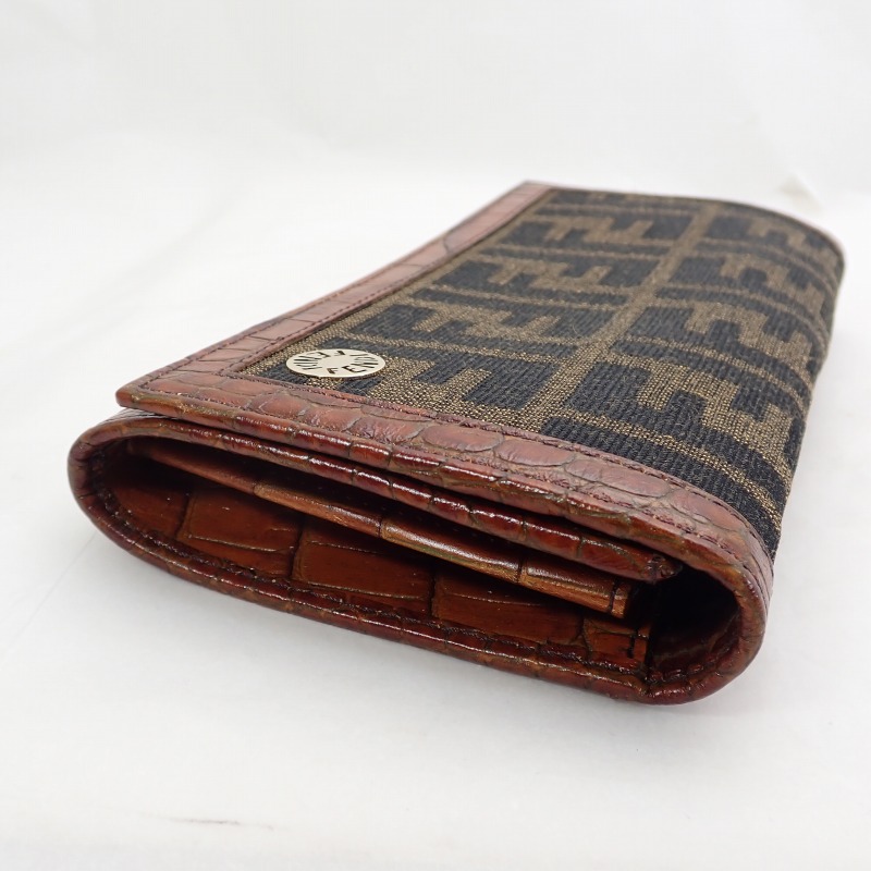 楽天市場】フェンディ【FENDI】 ズッカ柄キャンバスXレザー二つ折り長