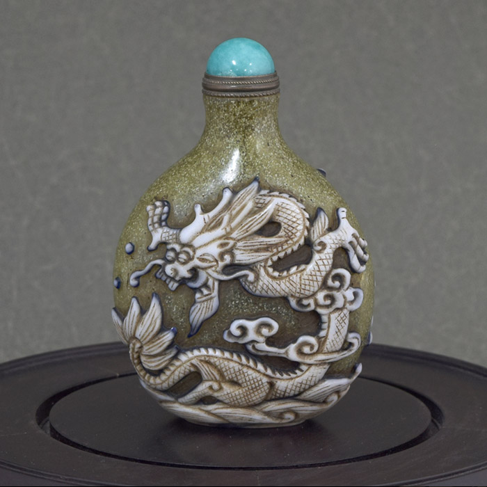 時代物 瑠璃硝子 鼻炎壺 龍 鳳 g210901_01.jpg