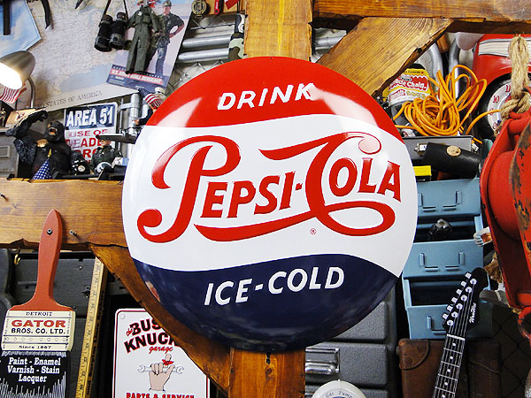 楽天市場】ペプシ エンボス ティンサイン （1950年代ロゴ/ラウンド