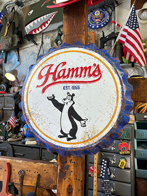 ハムズビール ブリキ看板 可愛い Hamm'sBear インテリア メタルサイン