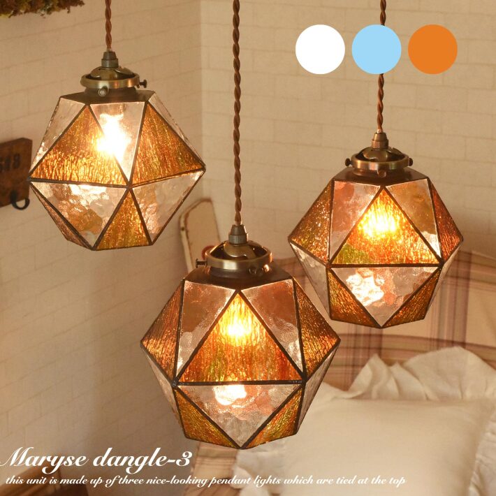 楽天市場】ペンダントライト ステンドグラス 3灯の通販