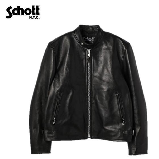 Schott レザーコンビシングルライダースブラック MEDIUM