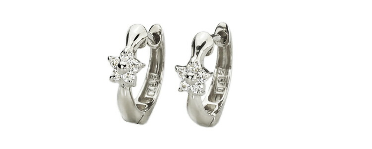 楽天市場】プラチナ中折れ式ダイヤフープピアス(11mmリング調 フラワー